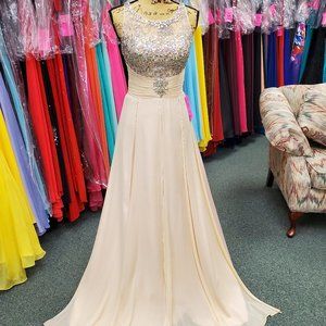 Nina Canacci Ivory Beaded Prom Gown